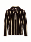 IZOD Brown and Cream Stripe Quarter Zip