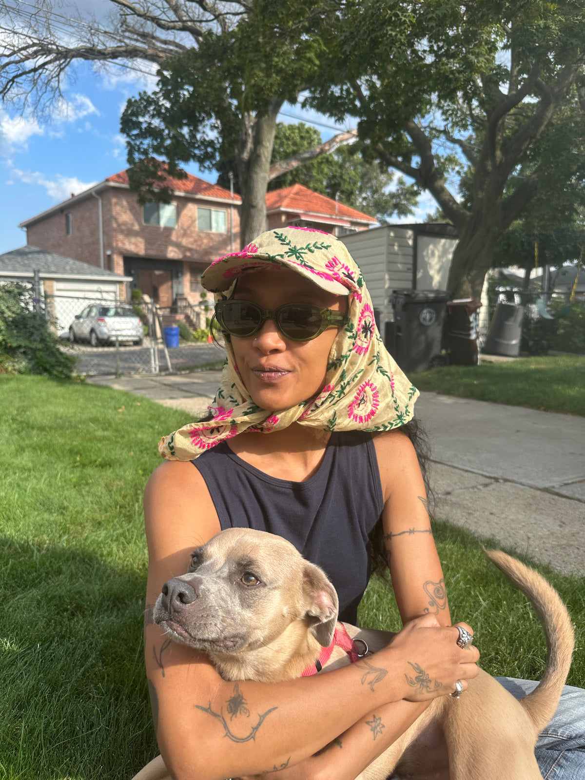 Thread Embroidered Scarf Hat