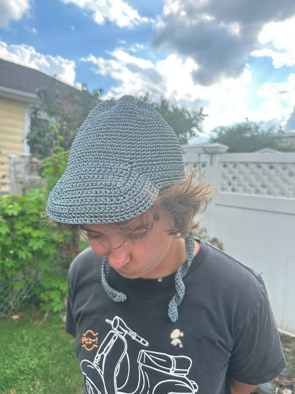 Hand Crochet Hat (Silver/Grey)