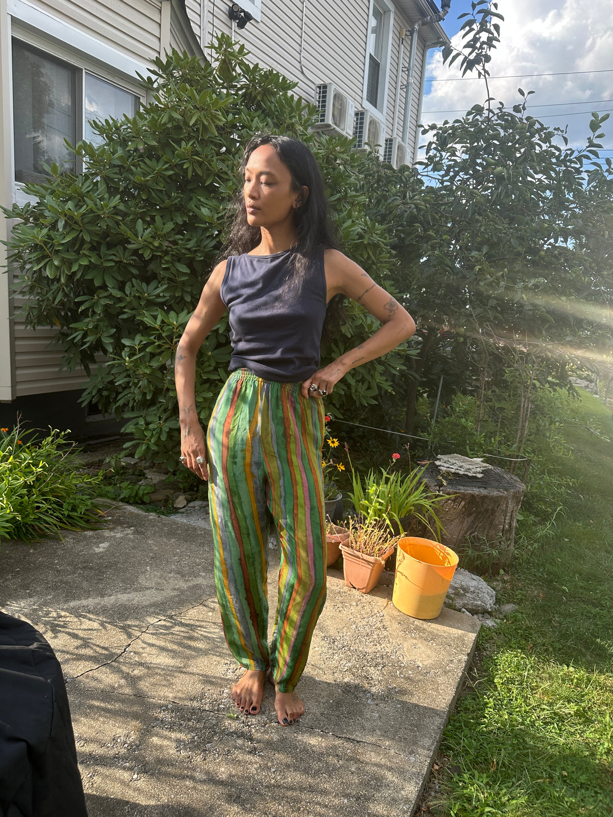 Soft Green Stripey Pants