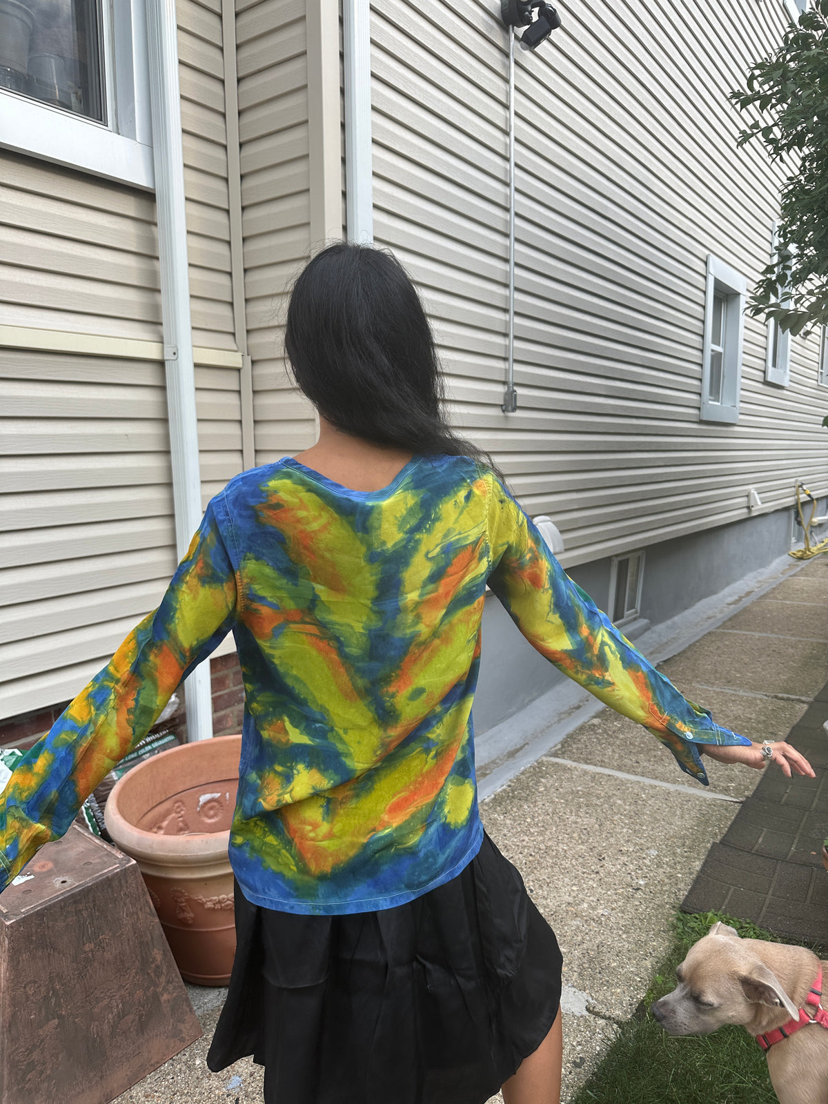 Yellow and Blue Flower Shirt