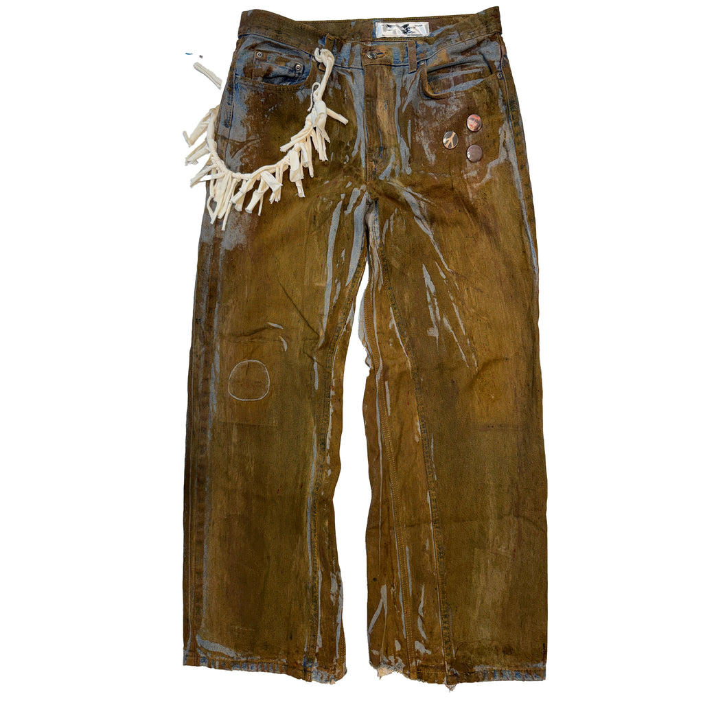 Metal Printed Denim (Mud)